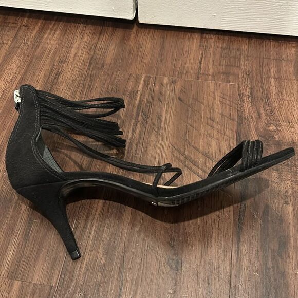 Schutz Camurca Black Open Toe Heels, Size 9 - Picture 4 of 10